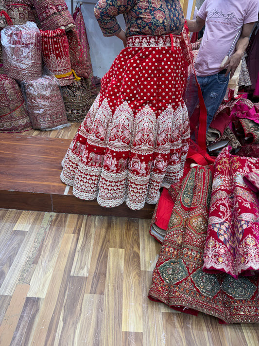 Red Doli Barat Heavy Ball Bridal Lehenga