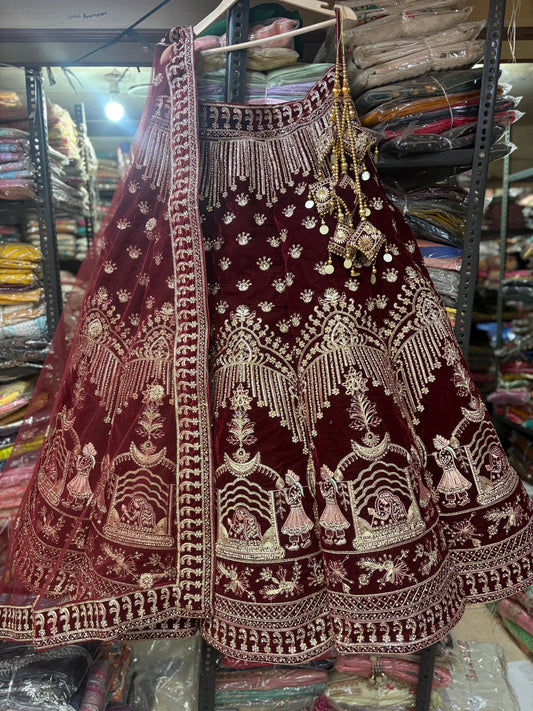 Lovely Maroon Doli Barat Ball bridal Lehenga