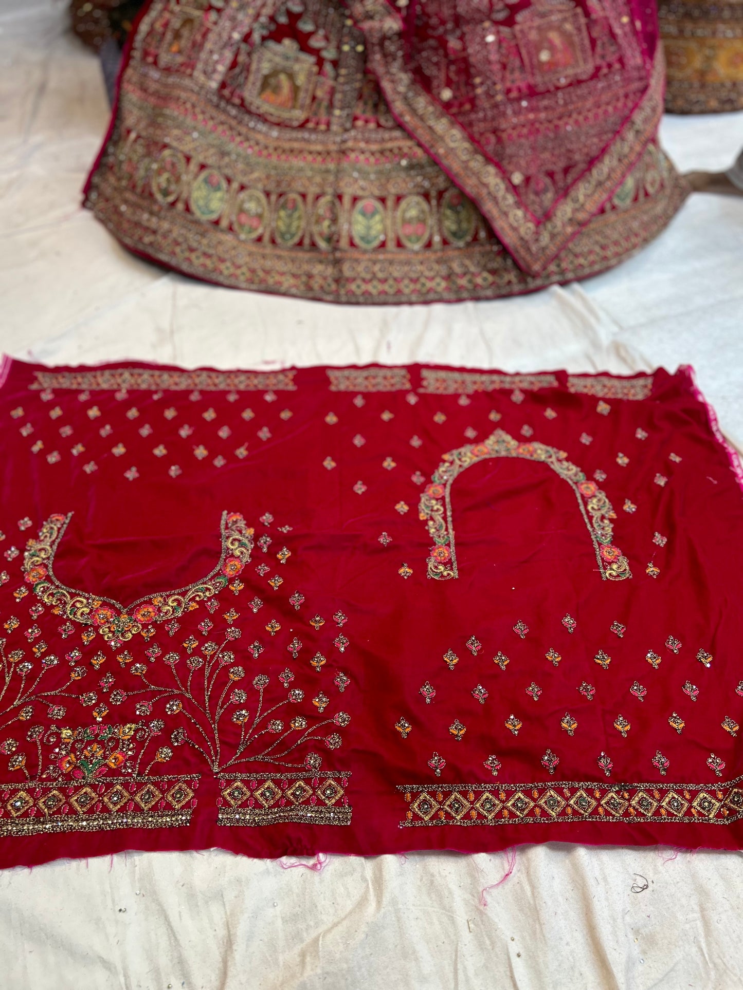 Delightful doli barat red bridal lehenga