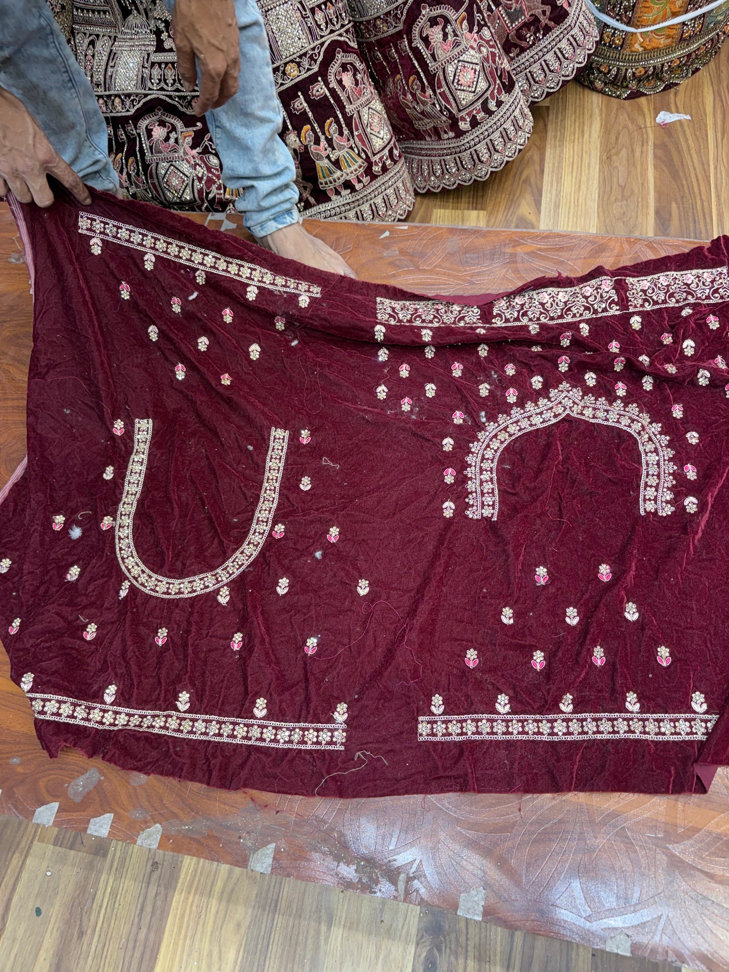 Maroon doli barat Ball Bridal Lehenga