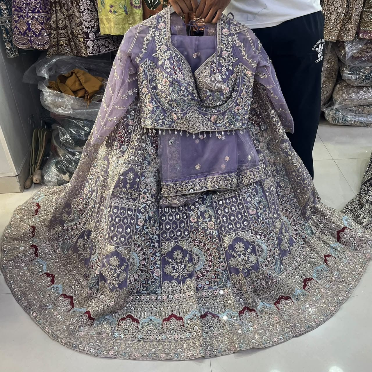 Lavender Crop Top Lehenga