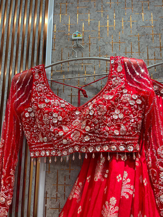 Hot Pink Crop Top Lehenga