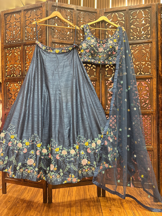 Blog buster blue crop top Lehenga