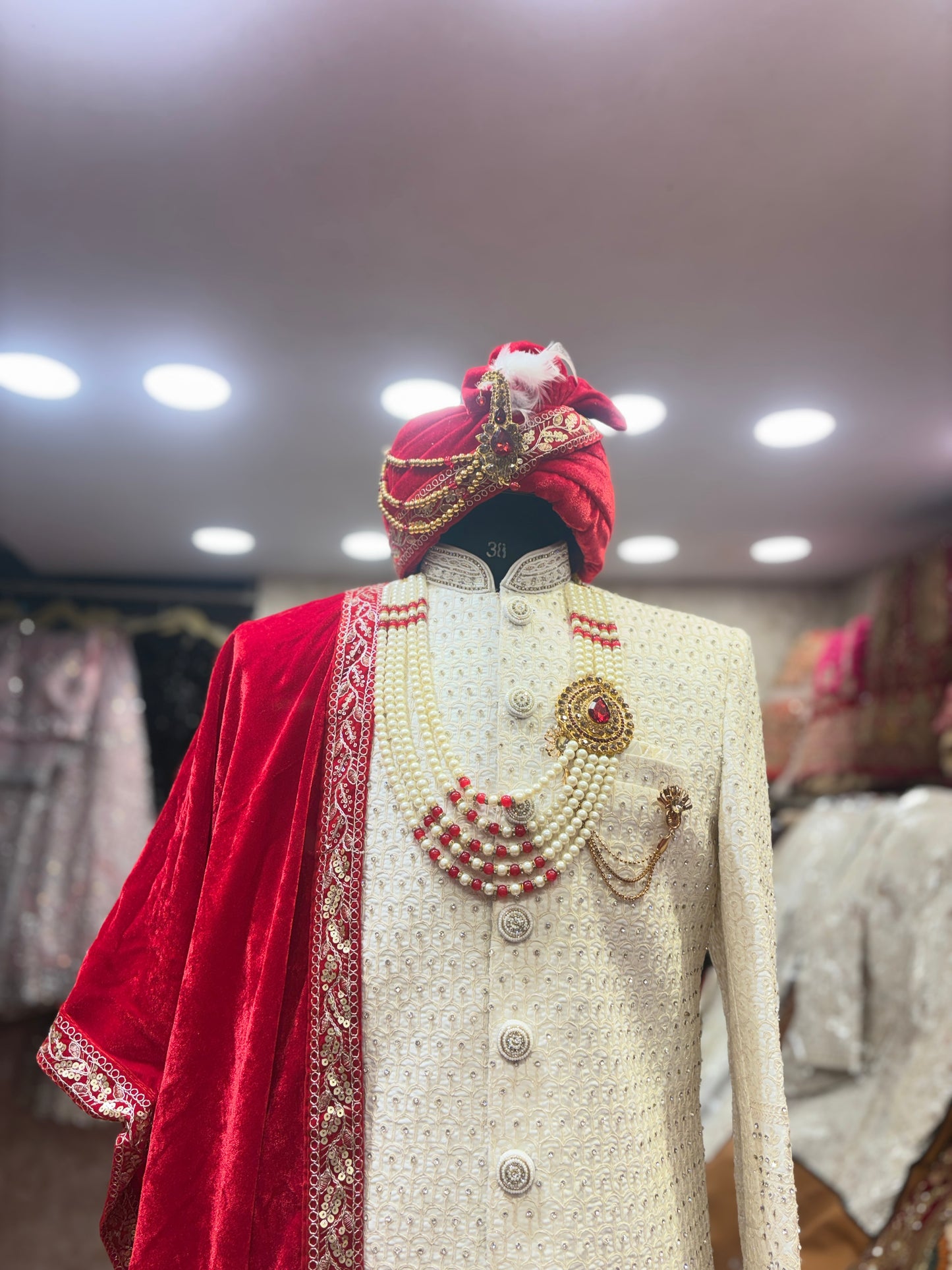 Heavy peacock bridal Lehenga sherwani combo