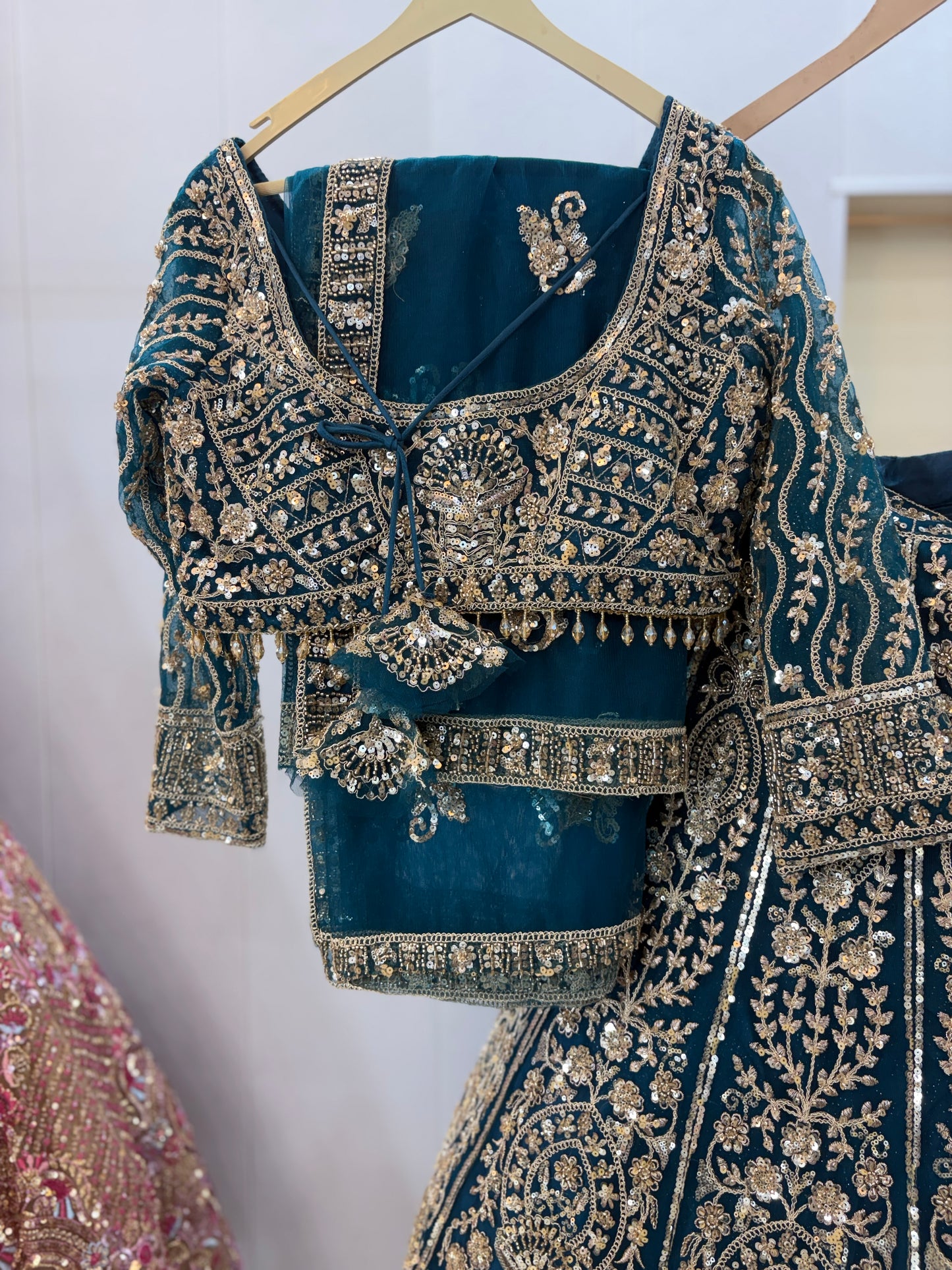 Gorgeous Sky blue Crop top Lehenga