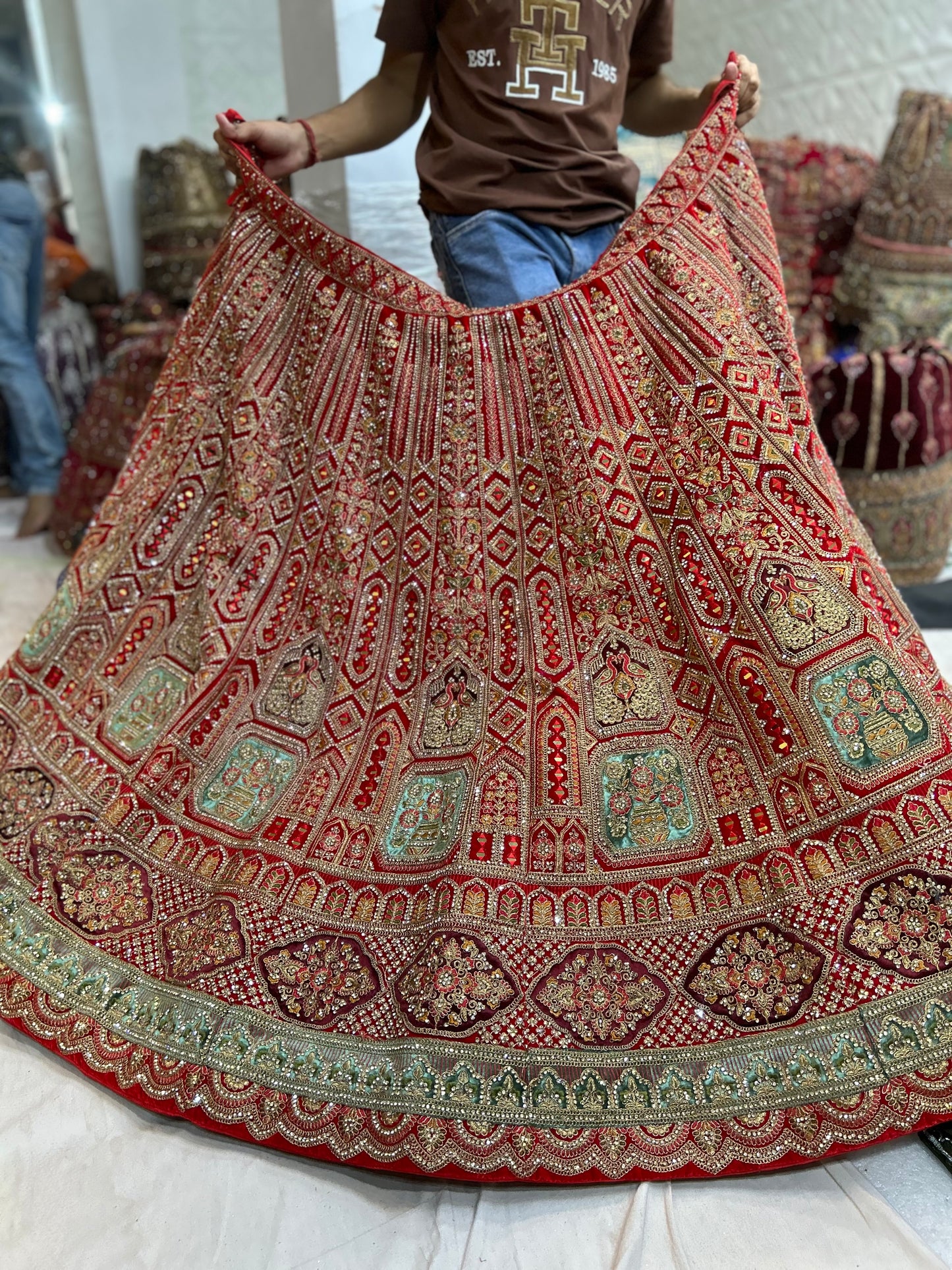 Elegant red pink bridal lehenga
