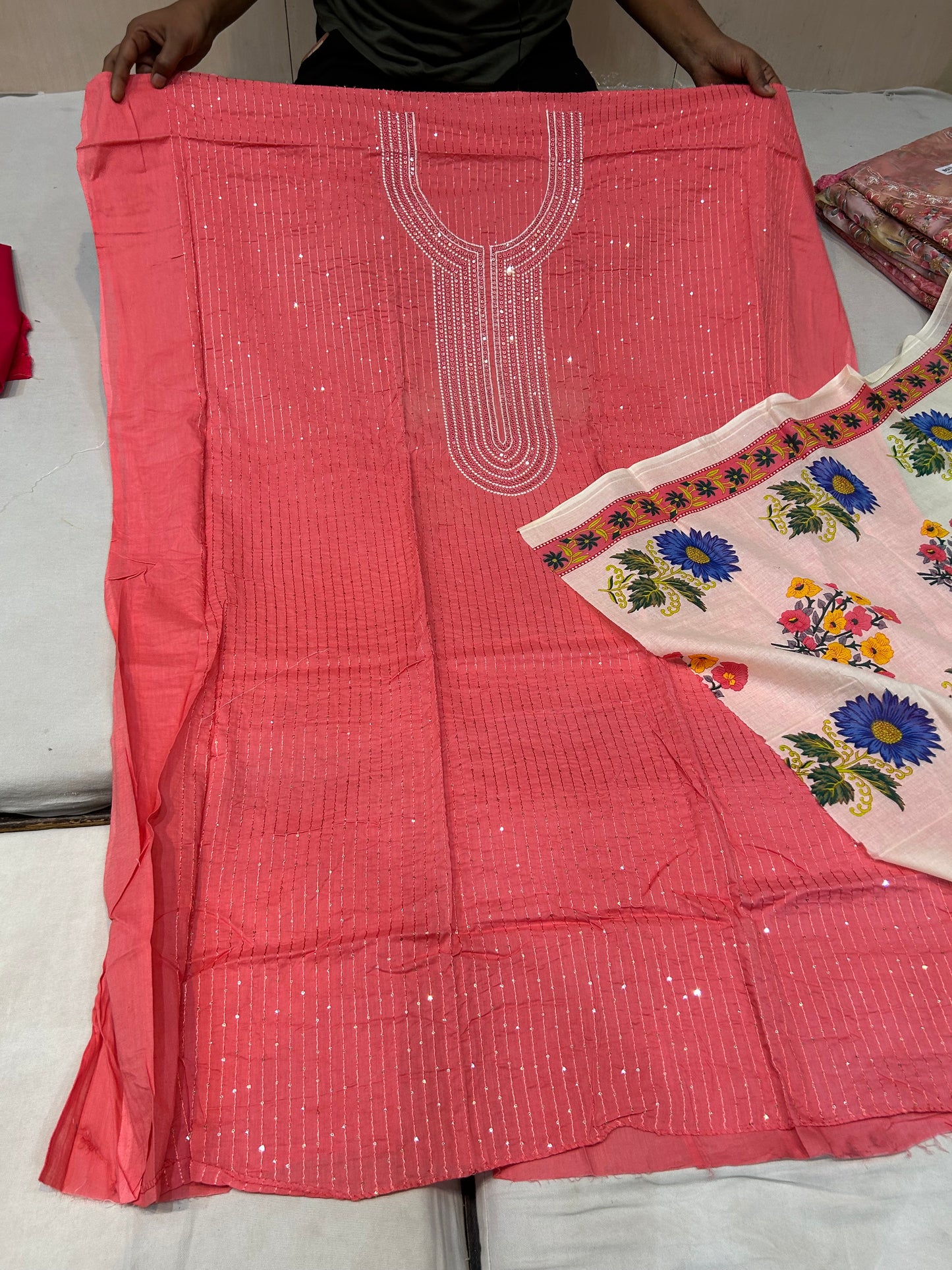 Fabulous pink unstitched ladies suit