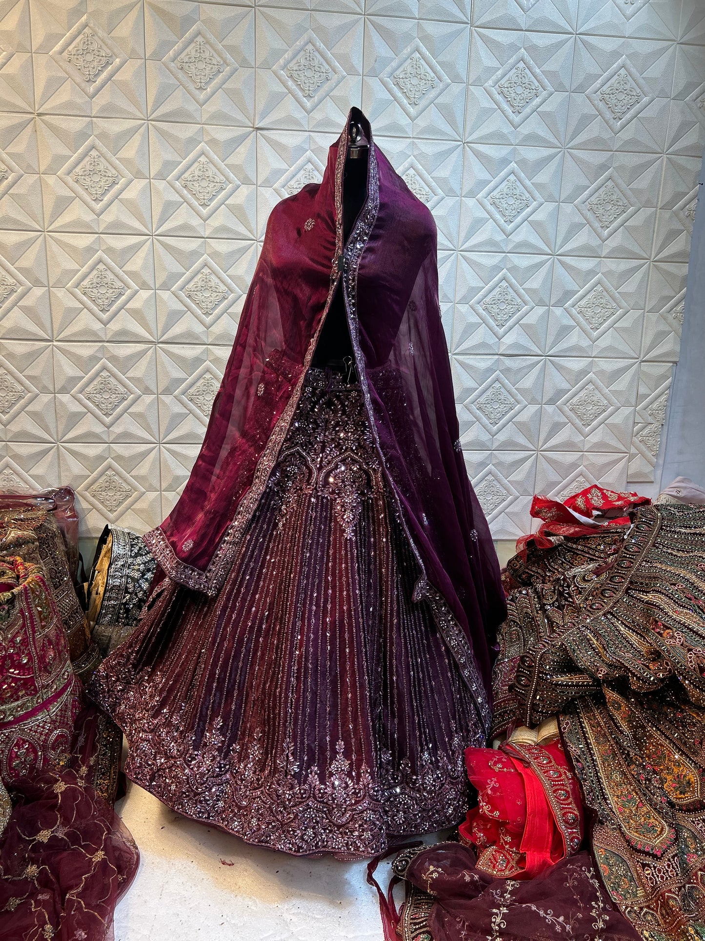 Heavy Wine Partywear Lehenga - Shopping World