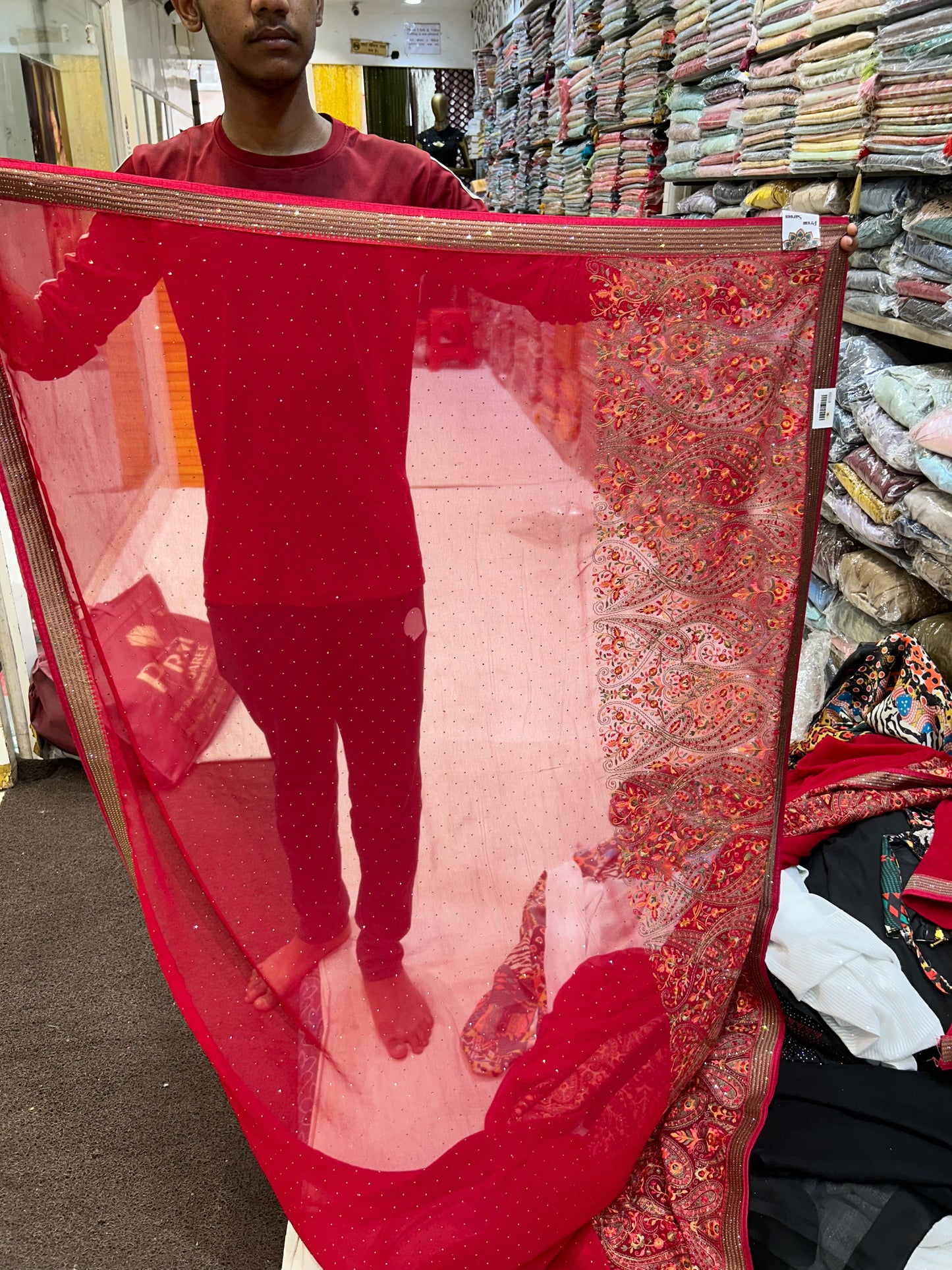 Awesome Red fancy saree