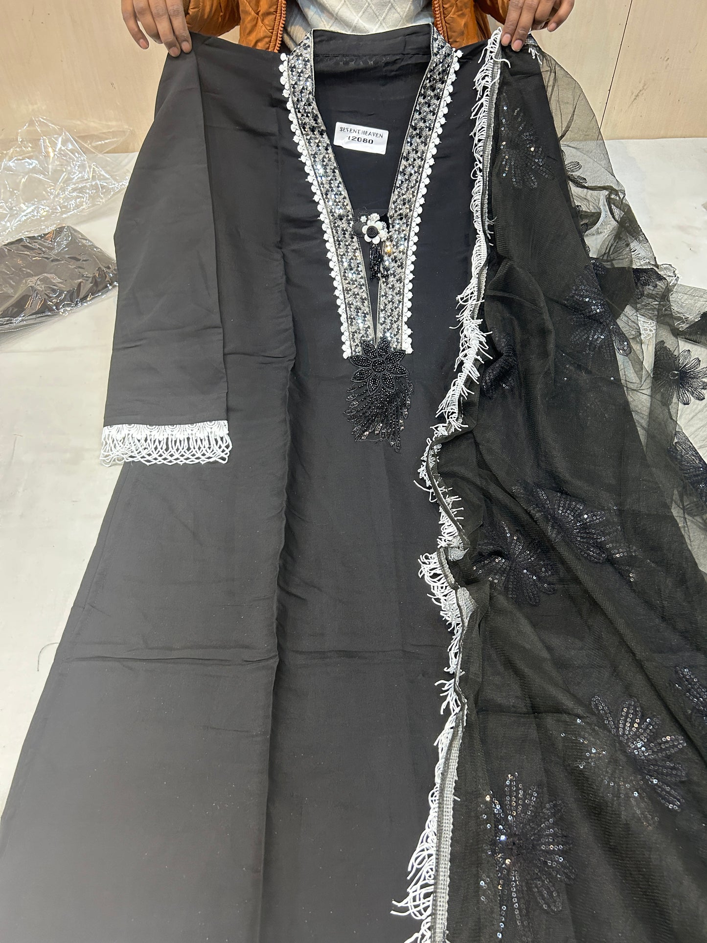 Black Fancy women Unstitched Suit