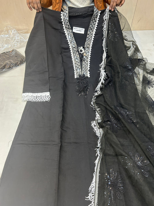 Black Fancy women Unstitched Suit