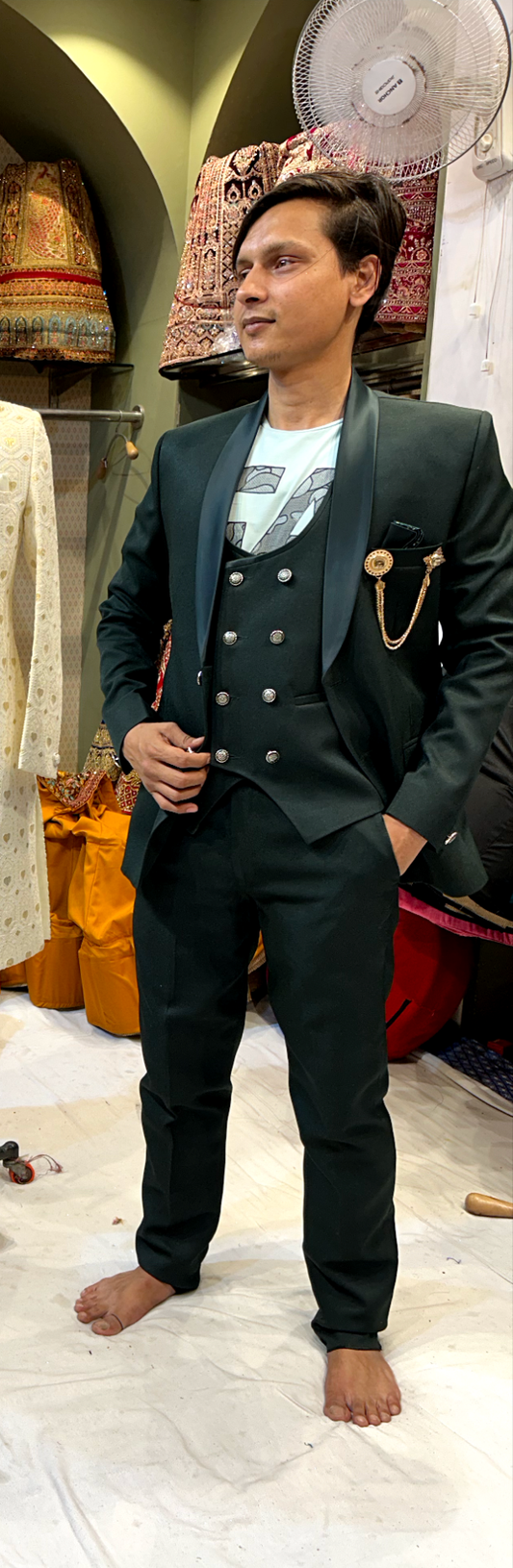 शानदार हरे पुरुषों ब्लेज़र कोट शेरवानी