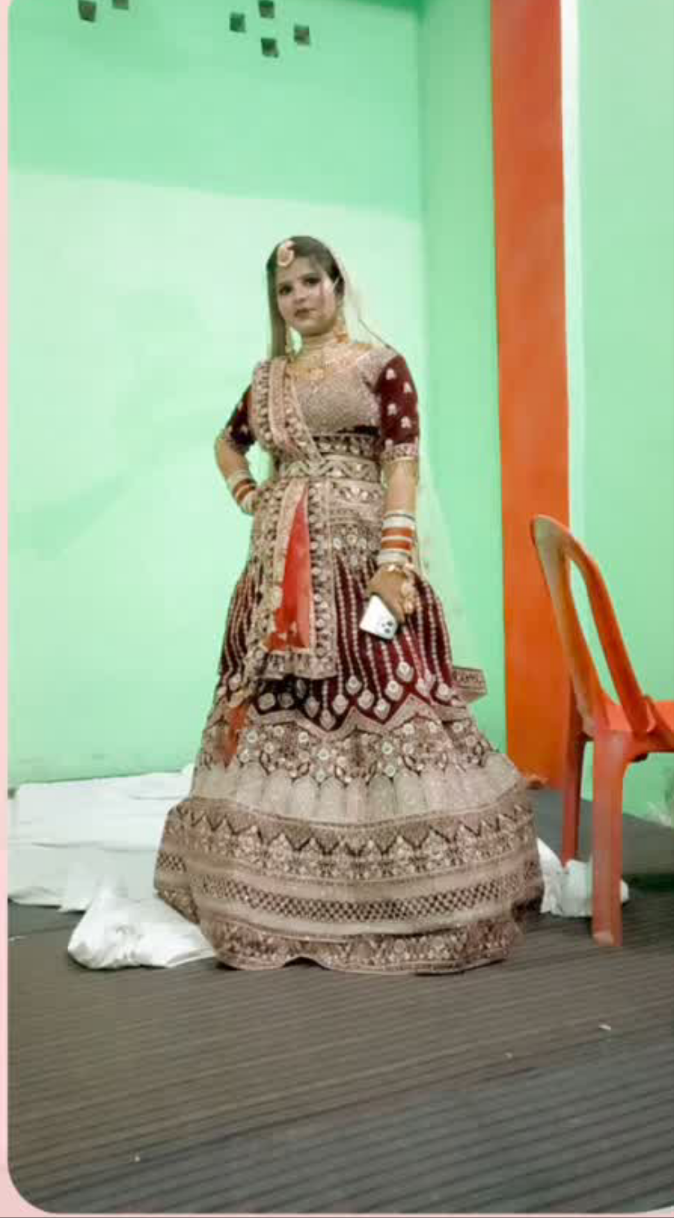 Eye Catching Jhumka Maroon Bridal Lehenga