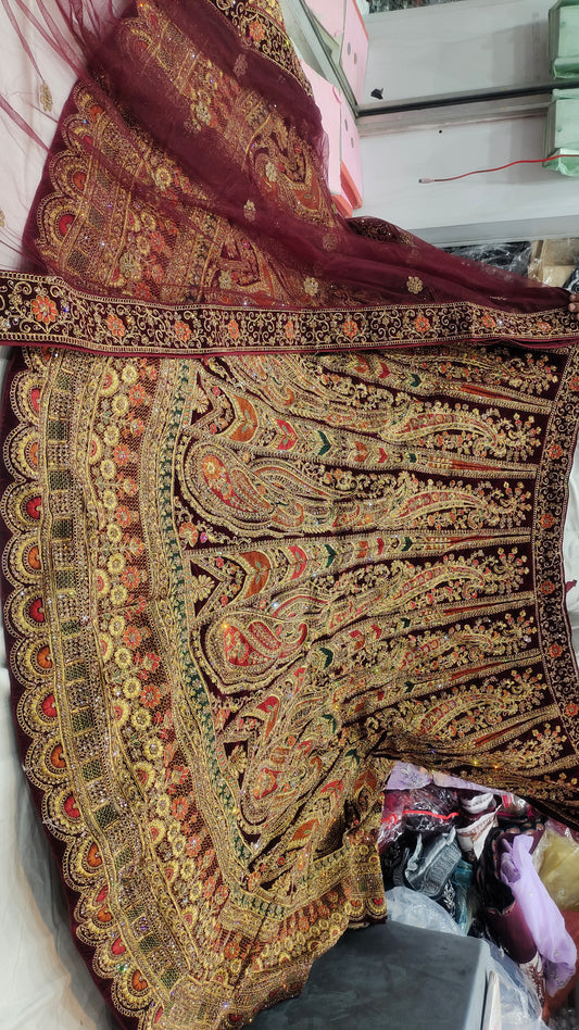 Tremendous Maroon Lehenga