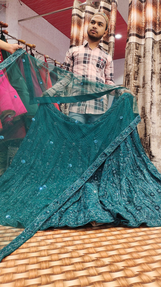 Green Mehendi Lehenga