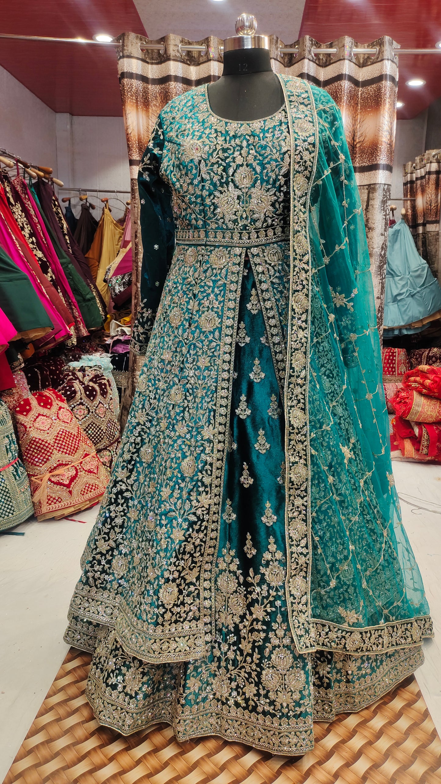 Amazing Peplum long Dress Farshi Gaharara Pakistani Bridal Dress Muslim Special