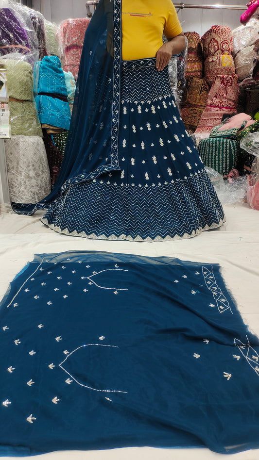 Blue Handwork Lehenga
