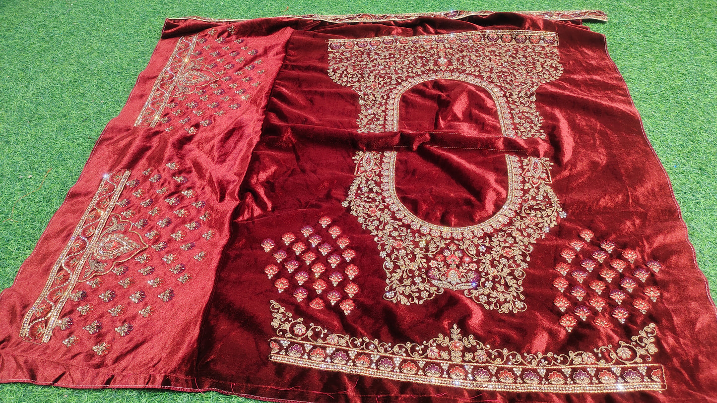 Blusa con corsé pesado Lehenga rosa