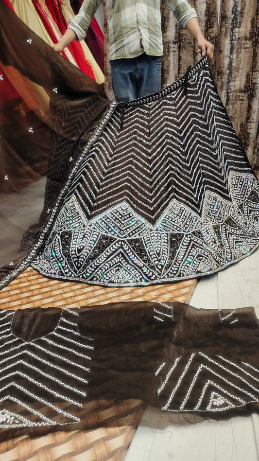 Z Black ZigZag LEHENGA