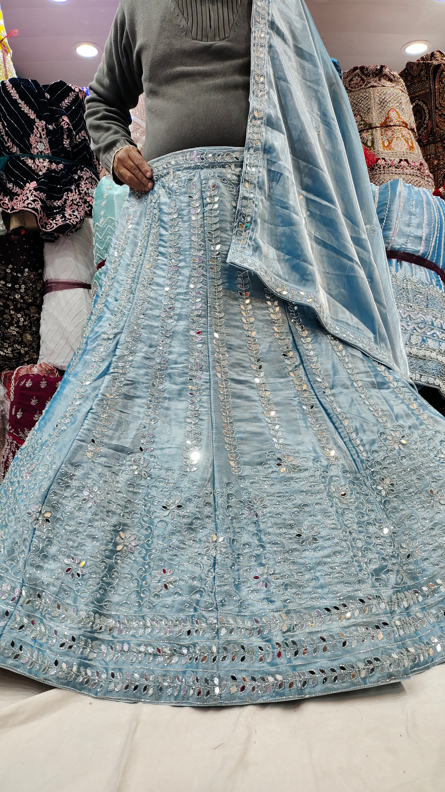 Designer Mirror Work Stylish Lehenga Shopping World