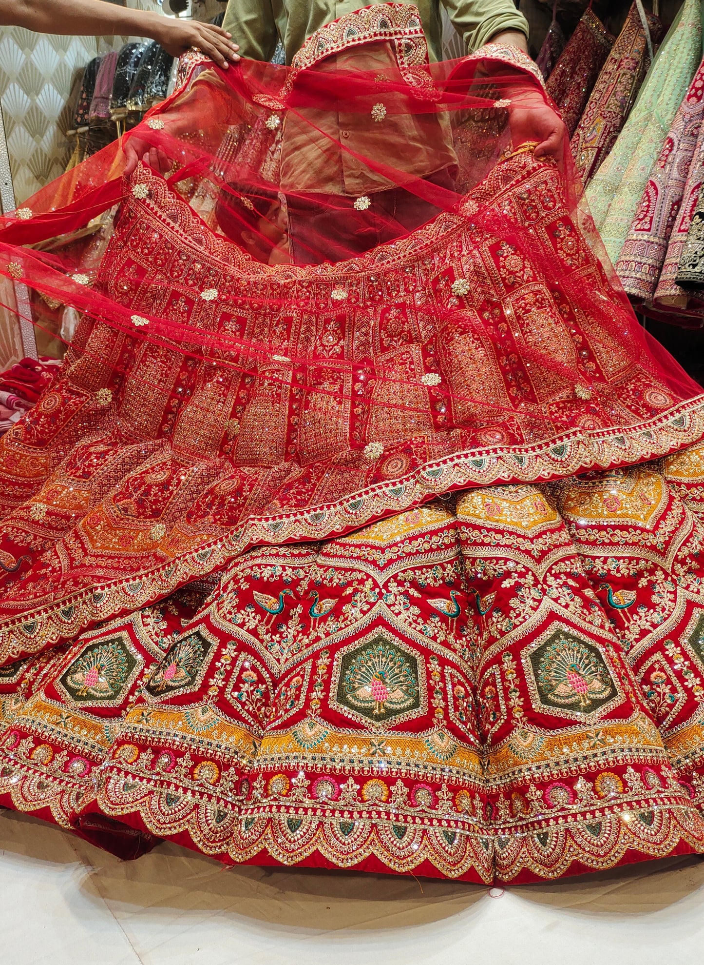 Heavy Red Ball Bridal Lehenga