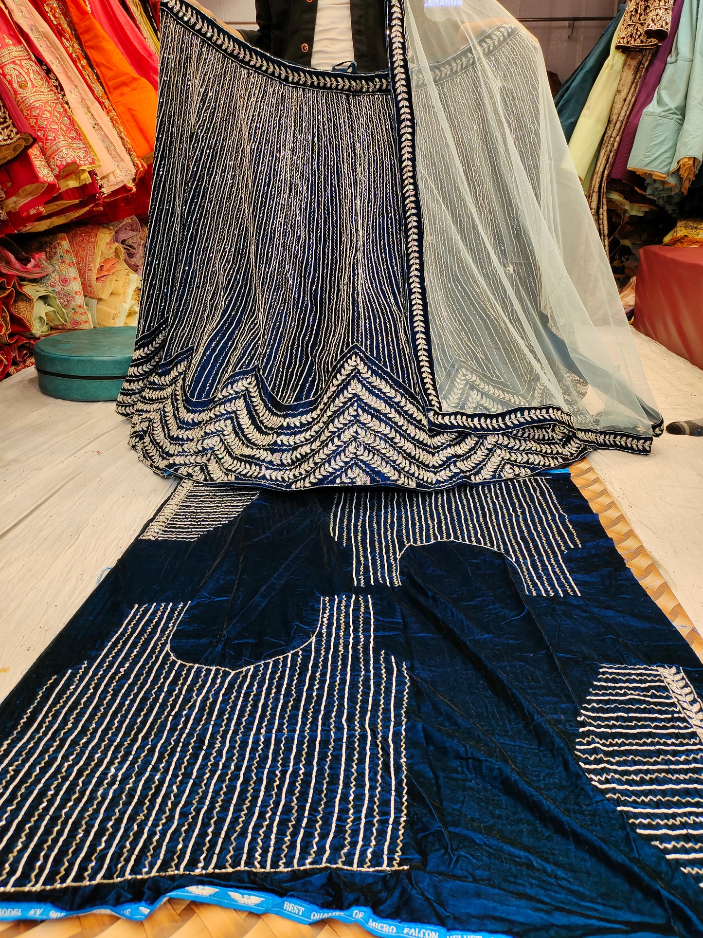 Hot contrast Blue zigzag Lehenga