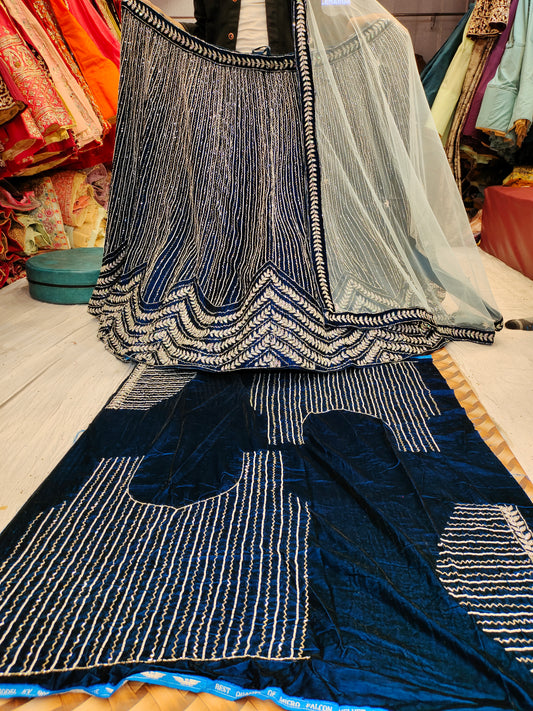 Hot contrast Blue zigzag Lehenga