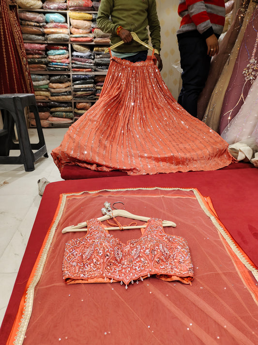 Royal orange girlish Lehenga