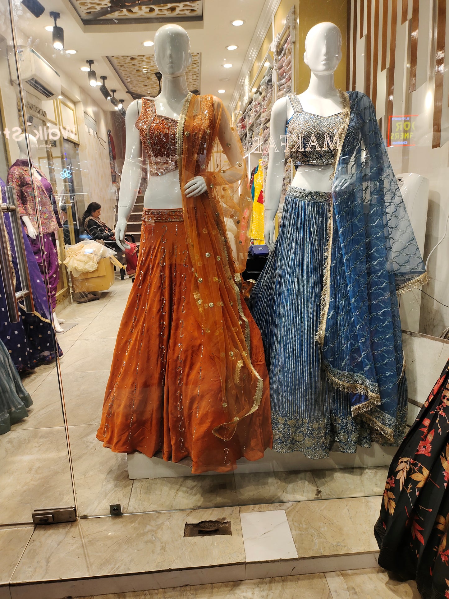 Partywear Sequence orange Lehenga