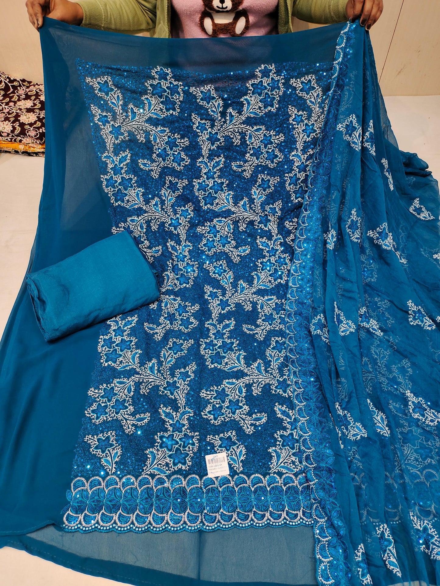 Blue Designer Unstitched Suit