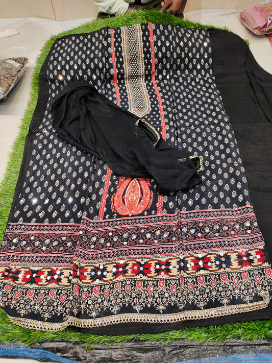 Glamorous z black Unstitched suit (free size)