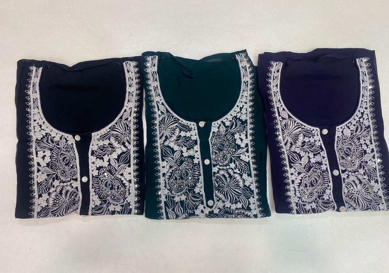 Amazing purple unstitched salwar suit dress material(free size)