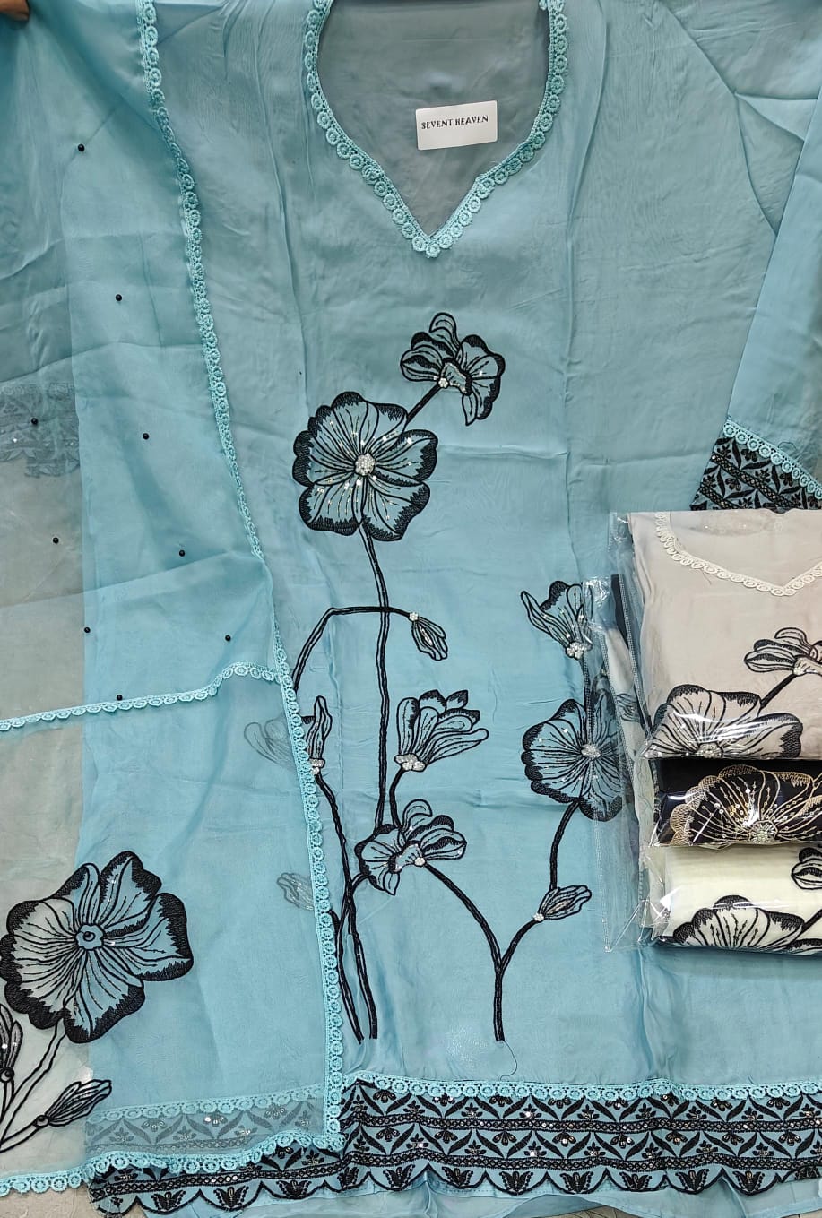 Fabulous blue Unstitched suit ( free size )