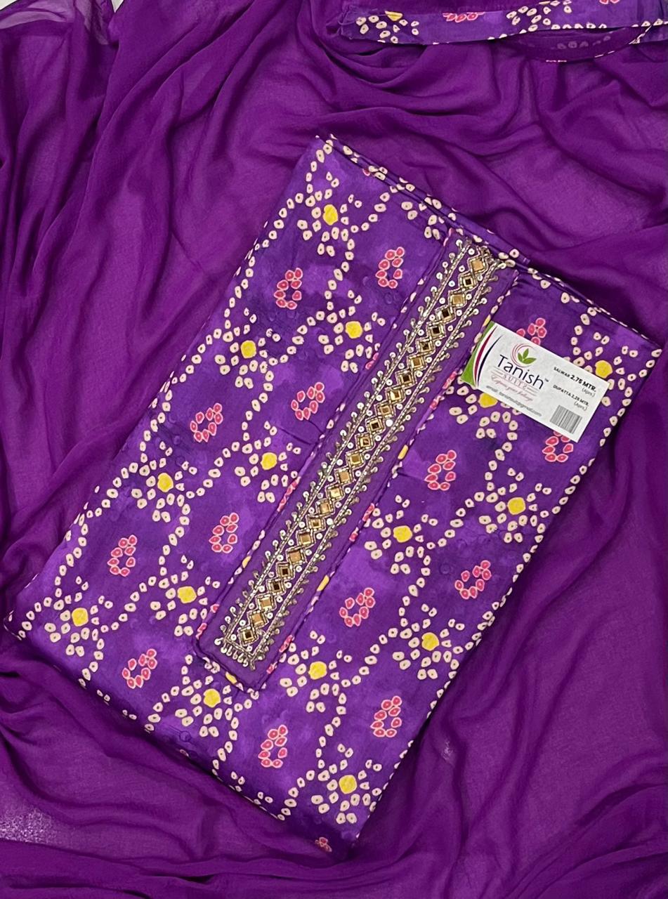 Lavishing purple Unstitched suit ( free size )