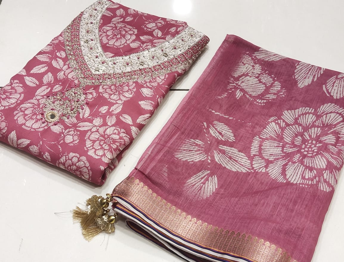 Cute pink Unstitched suit ( free size )