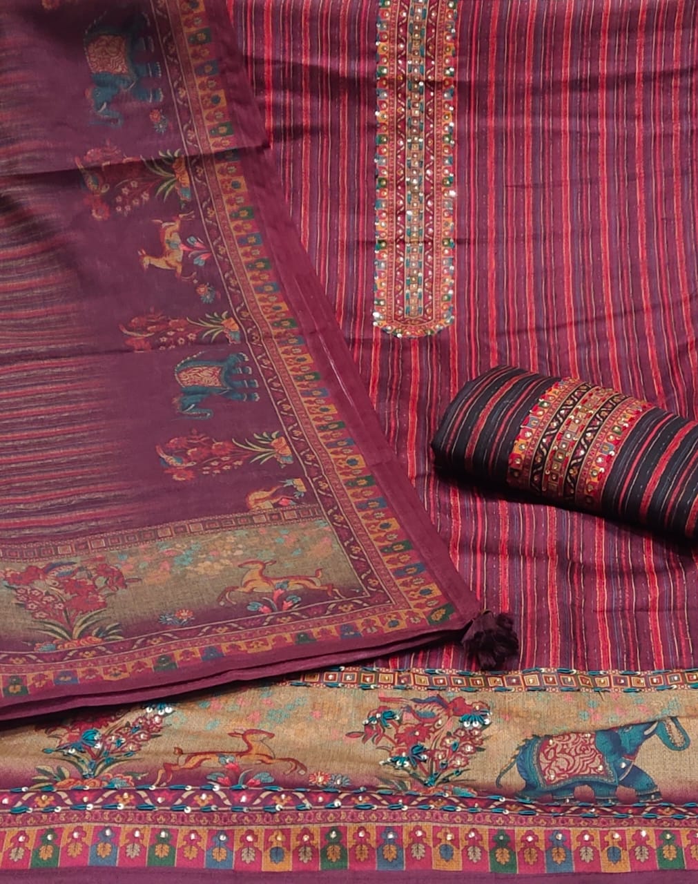 Khoobsurat pink Unstitched suit ( free size )