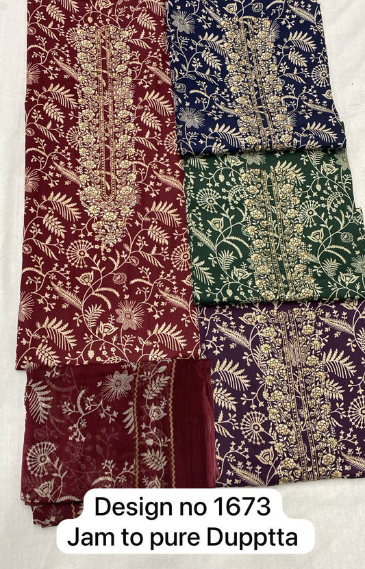 Designer maroon Unstitched suit ( free size )