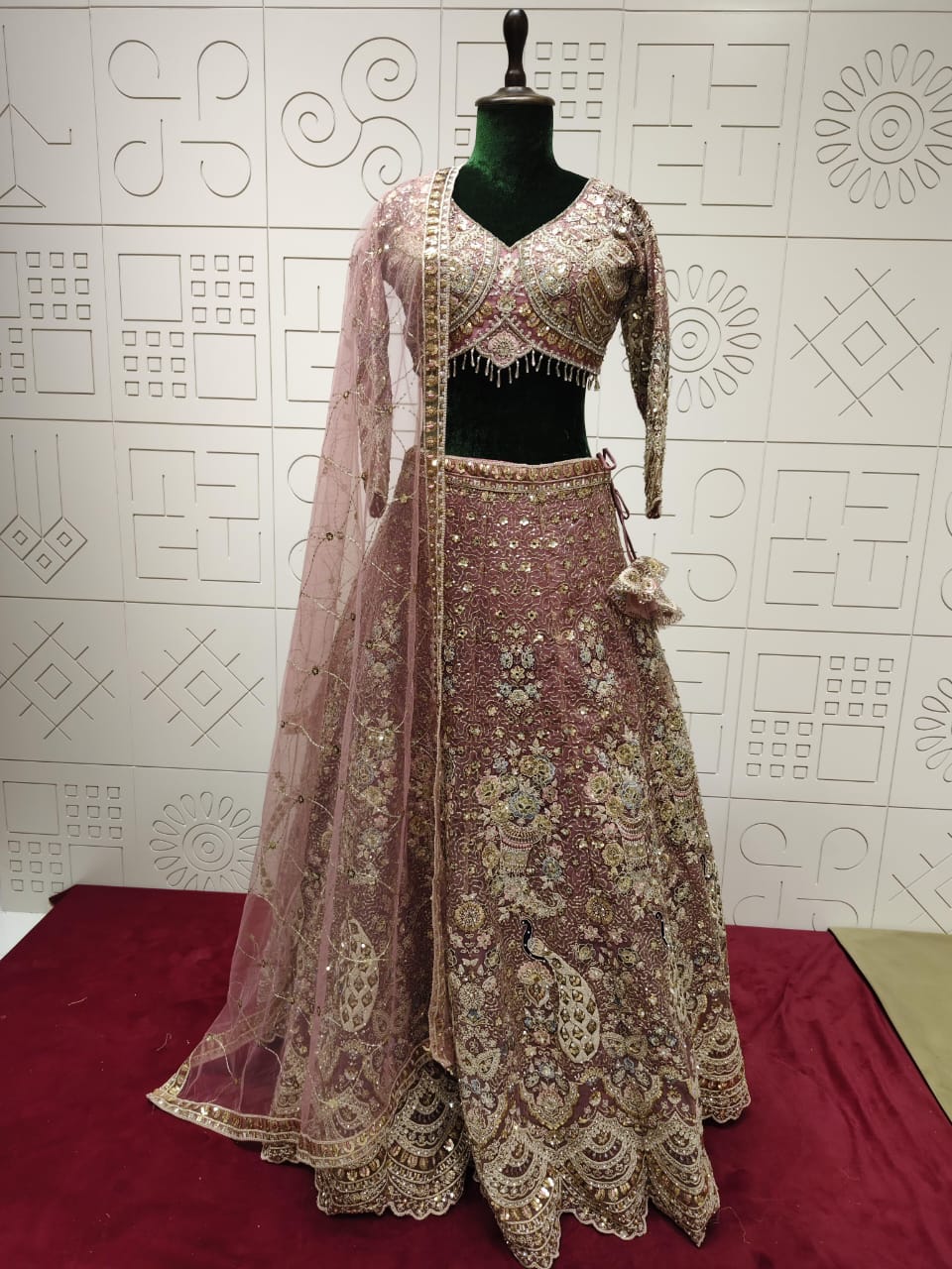 Majestic Mustard peacock crop top Lehenga Happy Customer