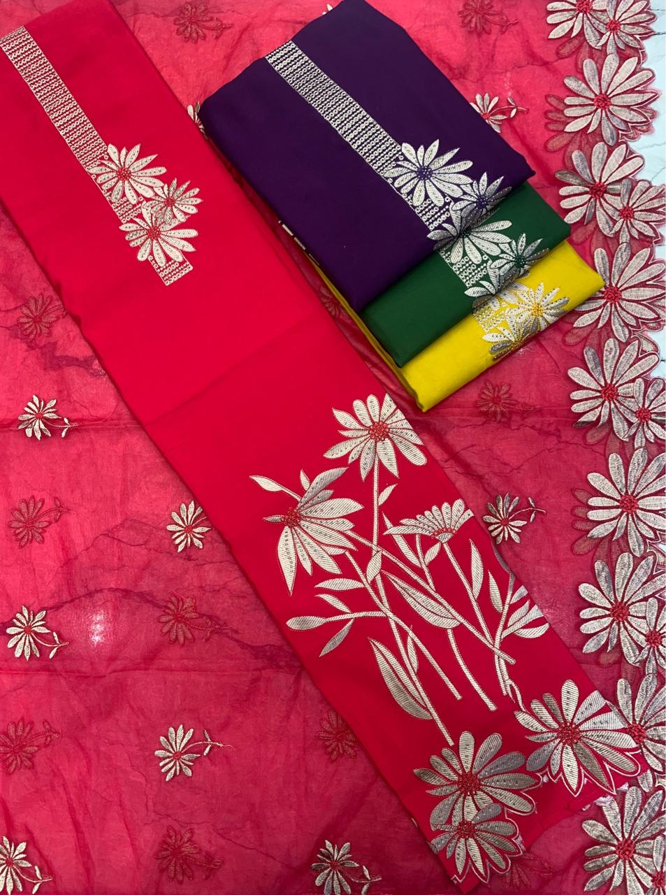 Glamorous rani pink Unstitched suit ( free size )