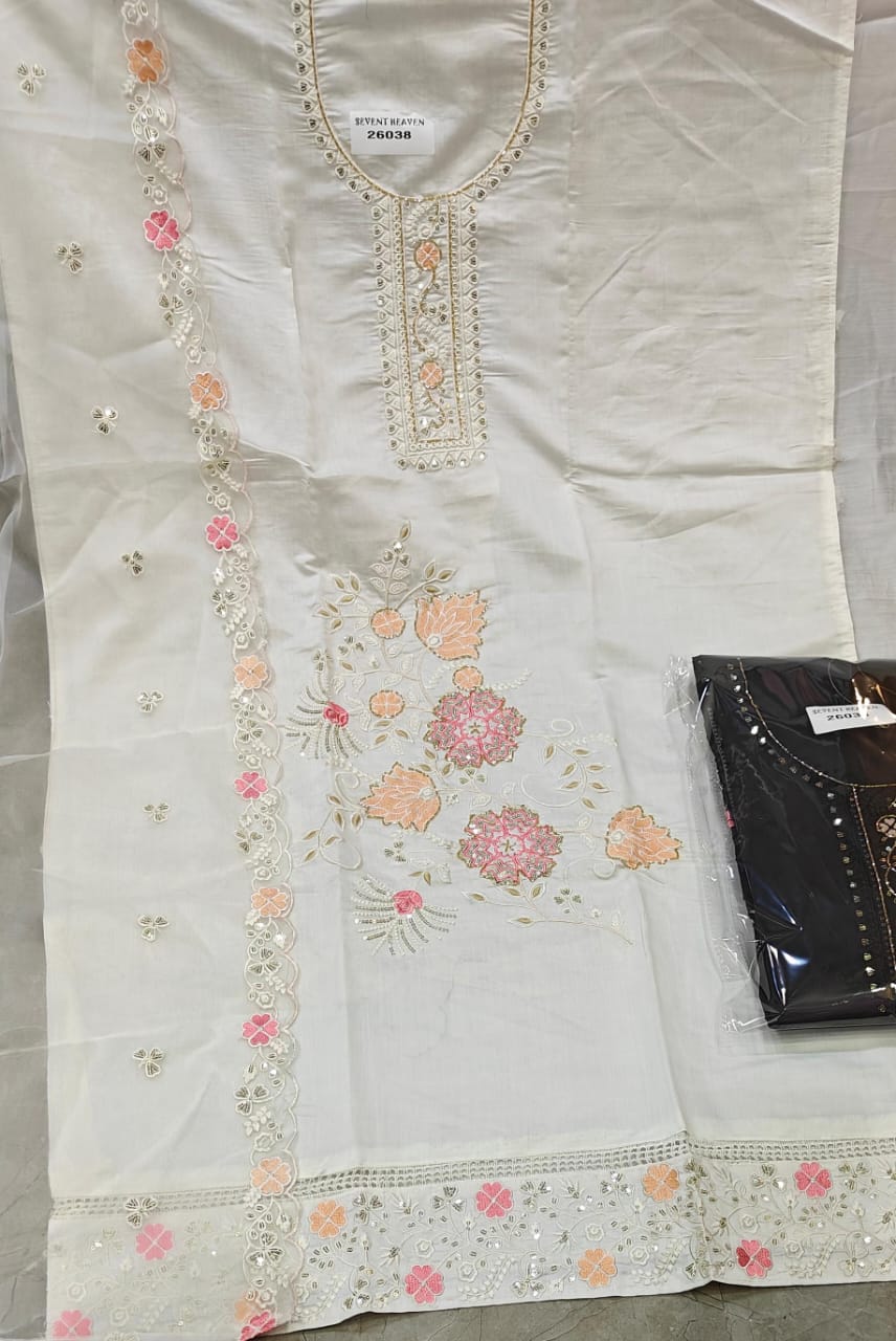 Pretty white Unstitched suit ( free size )