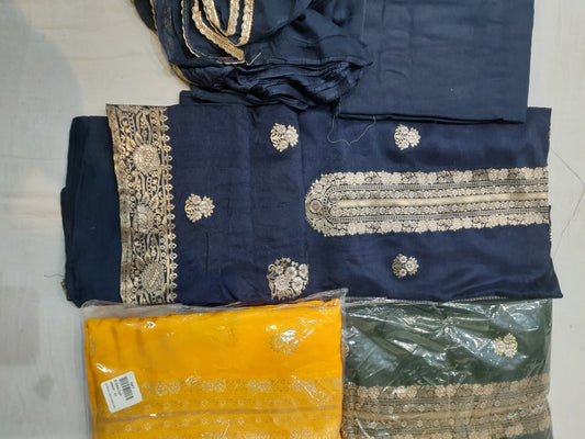 Gorgeous dark blue Unstitched suit ( free size )