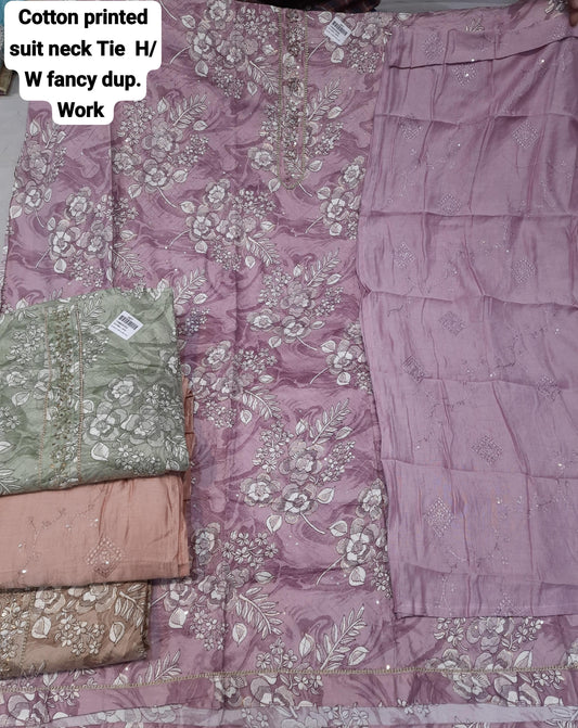 Awesome pink cotton Unstitched suit ( free size )