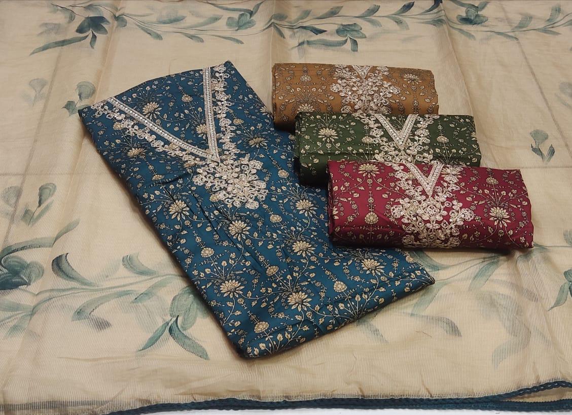 Cute cream Unstitched suit ( free size )