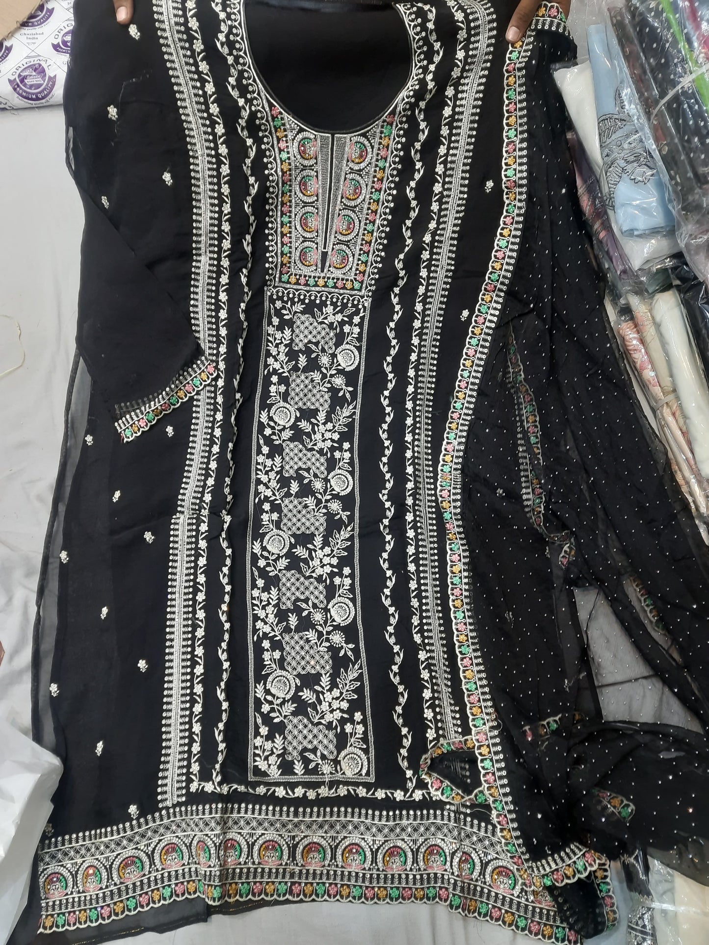 Stunning black Unstitched suit ( free size )