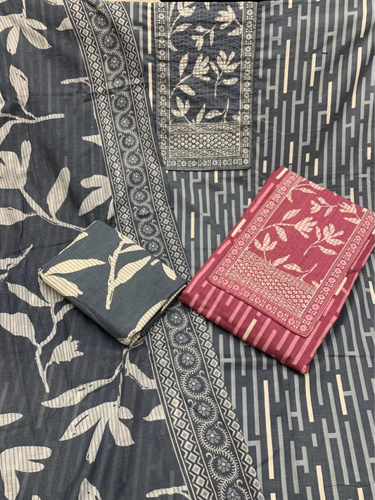 Designer grey Unstitched suit ( free size )