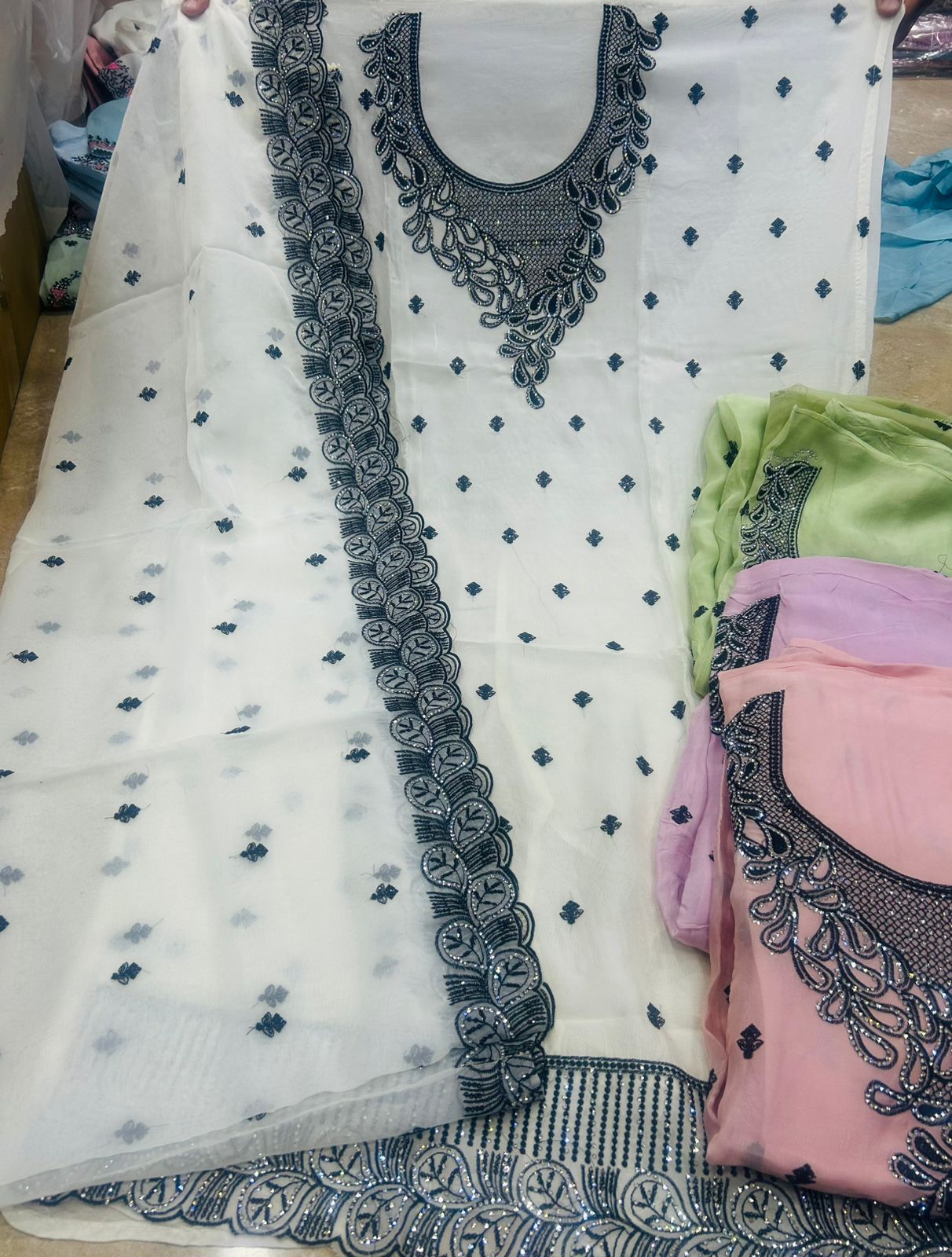 Charming white Unstitched suit ( free size )