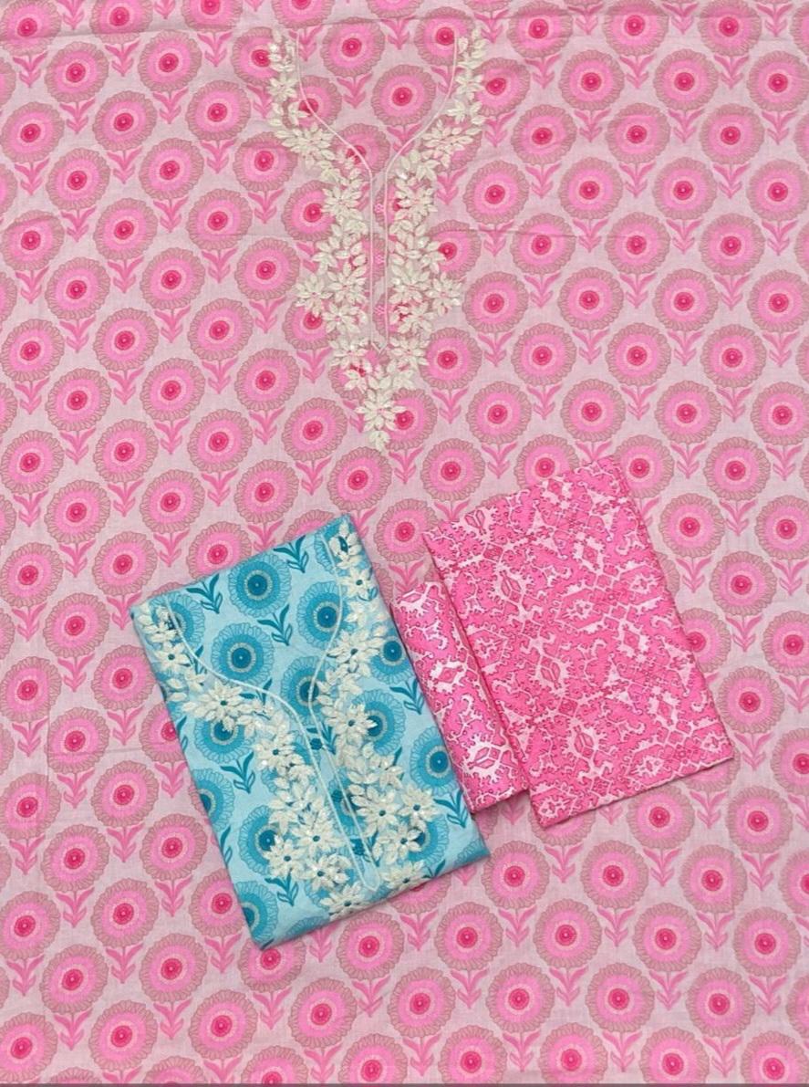 Khoobsurat pink Unstitched suit ( free size )