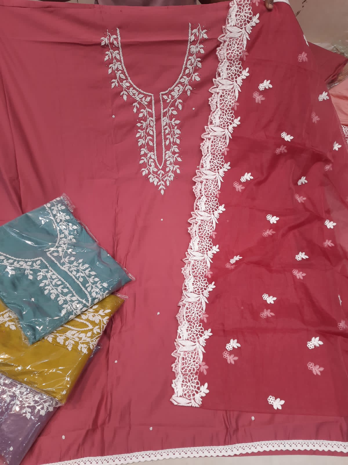 Red Semi Stitched Fancy Salwar suit (free size)