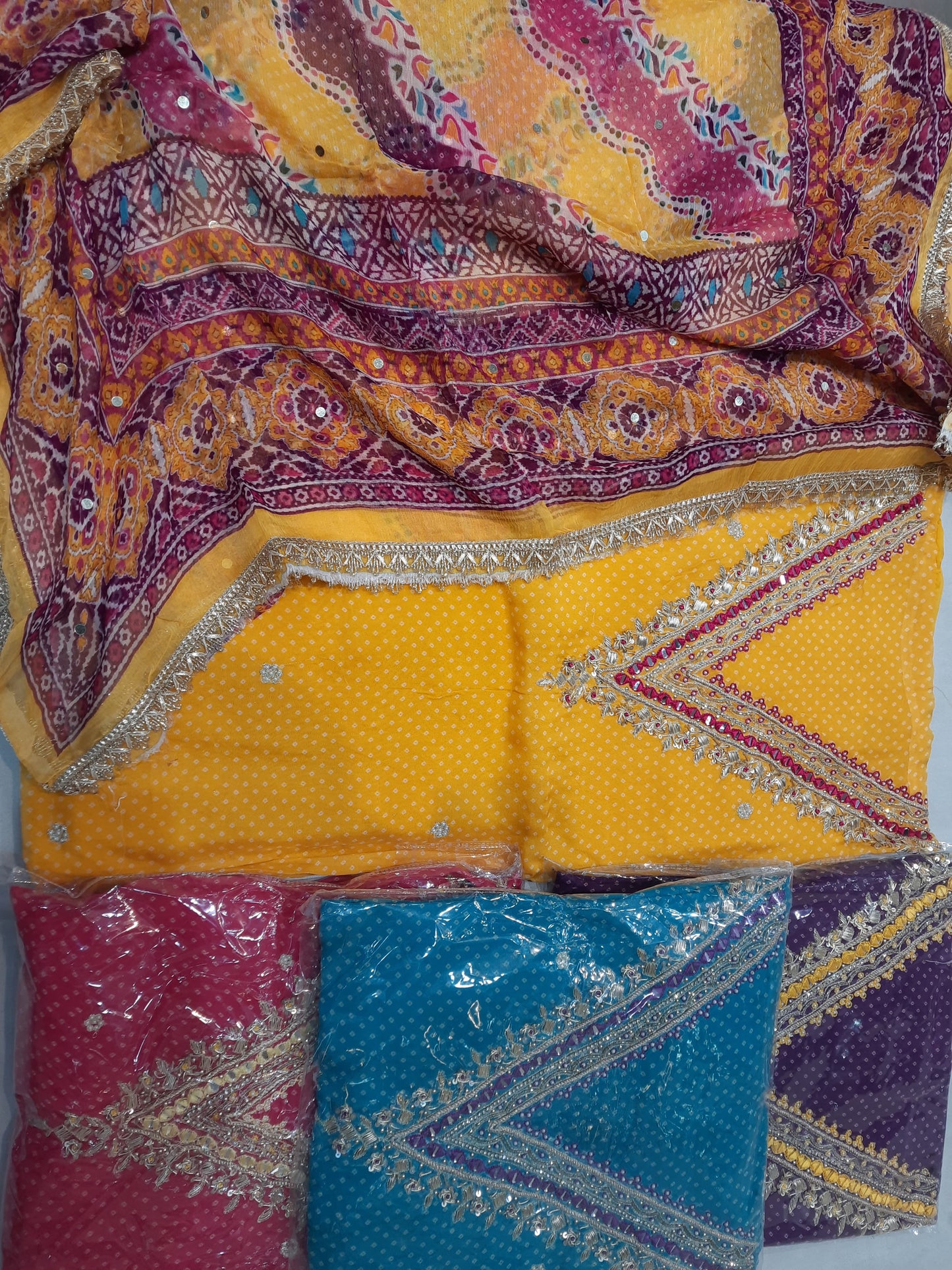 Yellow haldi Semi Stitched Fancy Salwar suit (free size)