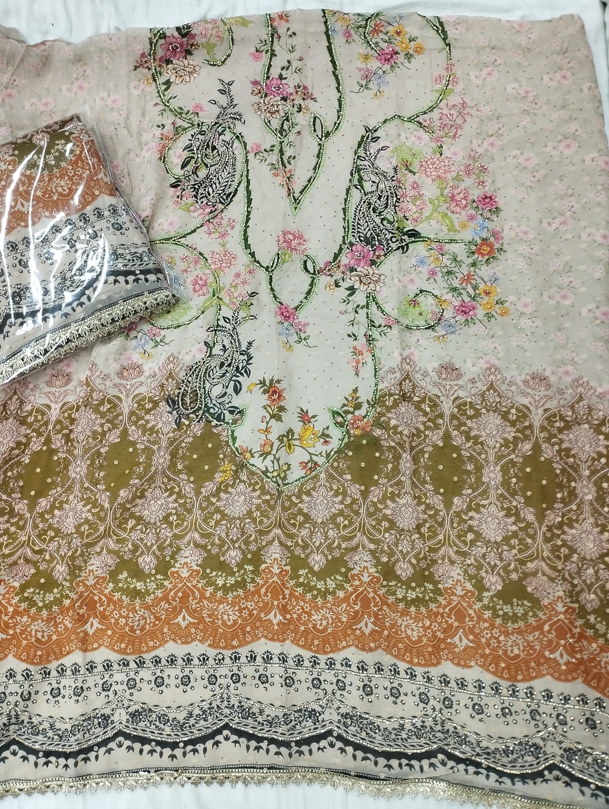 Multicolour semi Stitched Fancy Salwar suit (free size)